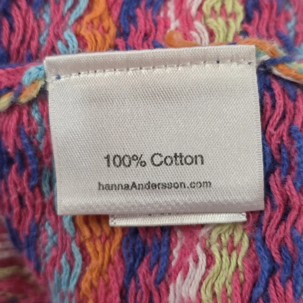 Hanna Andersson Girls 120 (7) Fair Isle Knit Dress Pink Blue Green Cotton